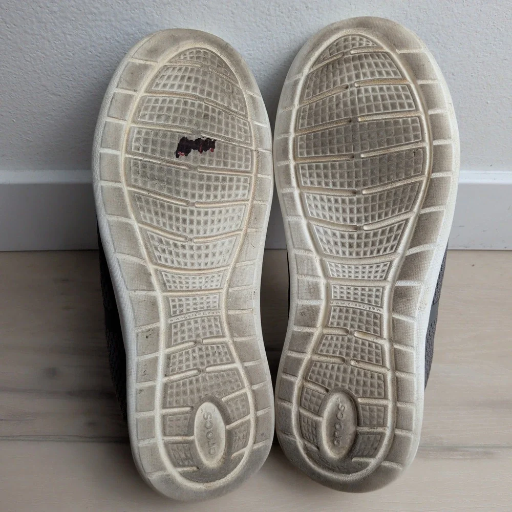 Crocs LiteRide Mesh Lace Up Shoes Mens 11 Grey White Comfort Sneakers 205678